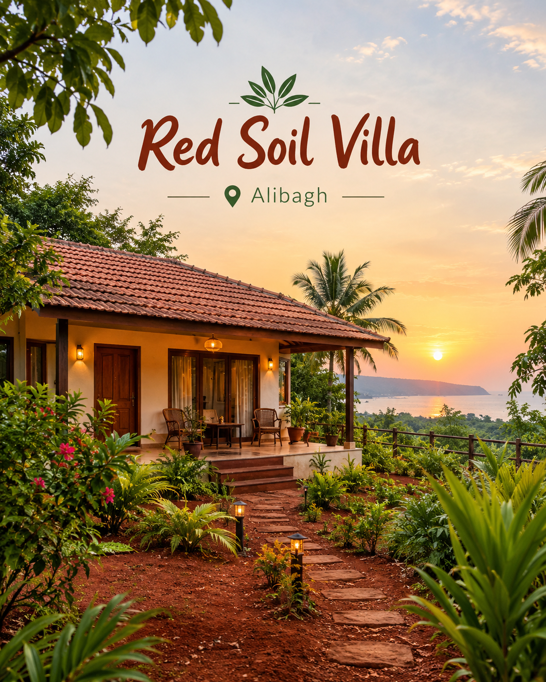 Red Soil Villa Image with Villa and nature background